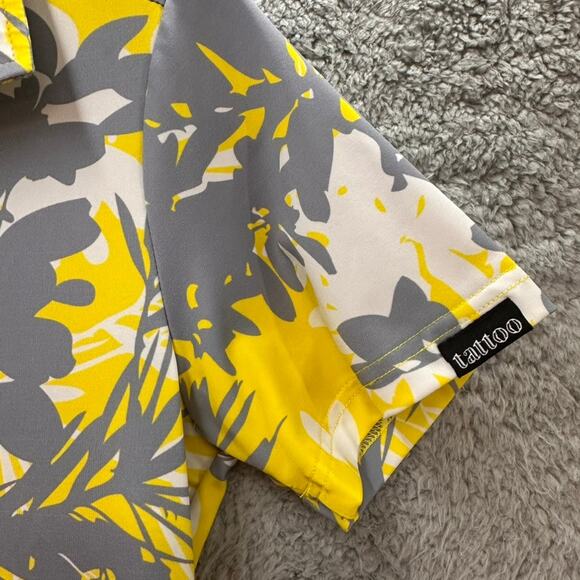Tattoo Golf Aloha Collection Women's Small Short Sleeve Polo Yellow Gray Active - Picture 7 of 10